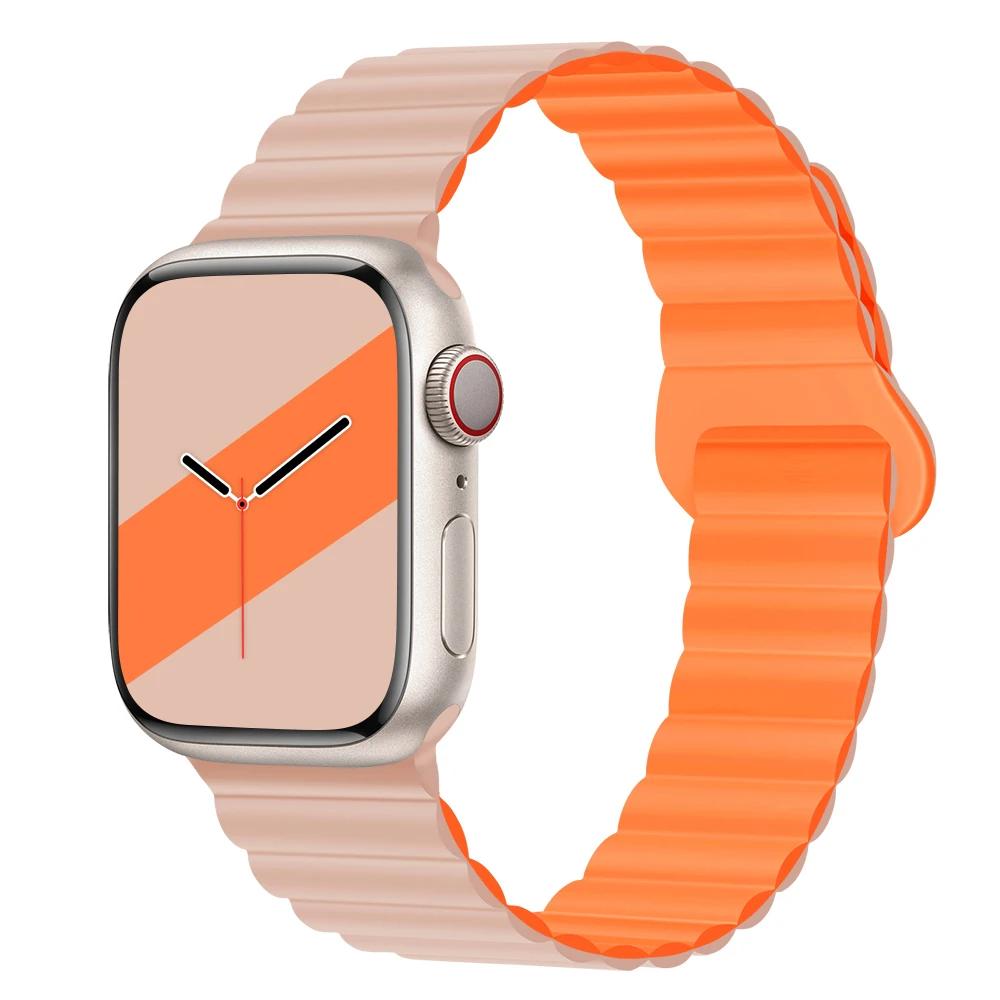 Magnetyczny Pasek Silikonowy Sportowy Bransoletki Do Apple Watch 41mm 42mm 44mm 45mm 46mm 49mm iWatch Seria 11 10 9 8 7 6 5 4se
