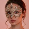Shiny Rhinestone Crystal Mask Exaggerated Handmade Design Rhinestone Mask Jewelry Crystal Cover Halloween Mask Costume Party