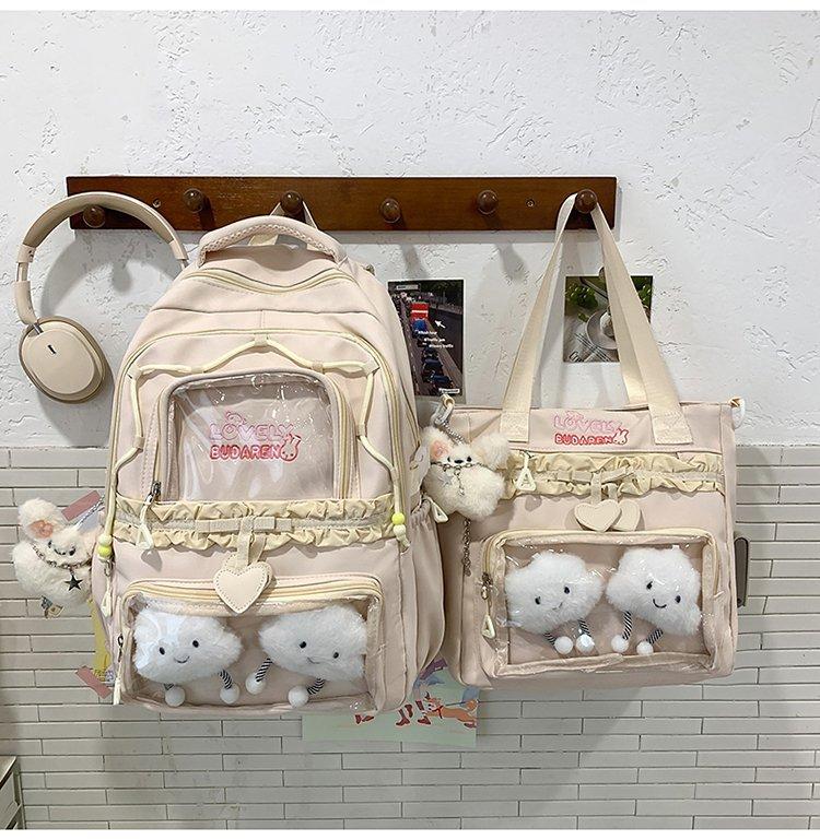 Schoolbag New Cute Female Ins High Value Dopamine Transparent Pain Bag Schoolbag Primary School Students Junior High School Students Backpack