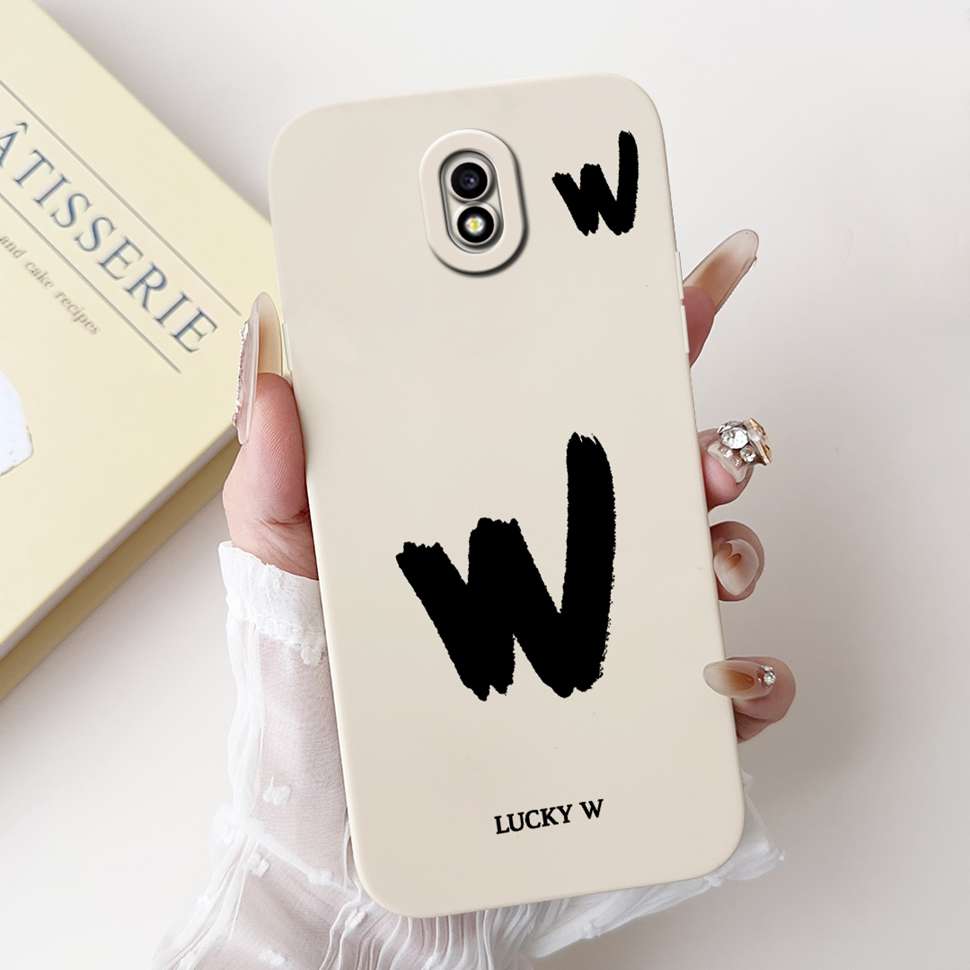For Samsung Galaxy J3 2017 SM-J330FN Case Cute Lucky Letter A-Z Print Soft Silicone Cover For Samsung J3 J5 J7 2017 Phone Casing