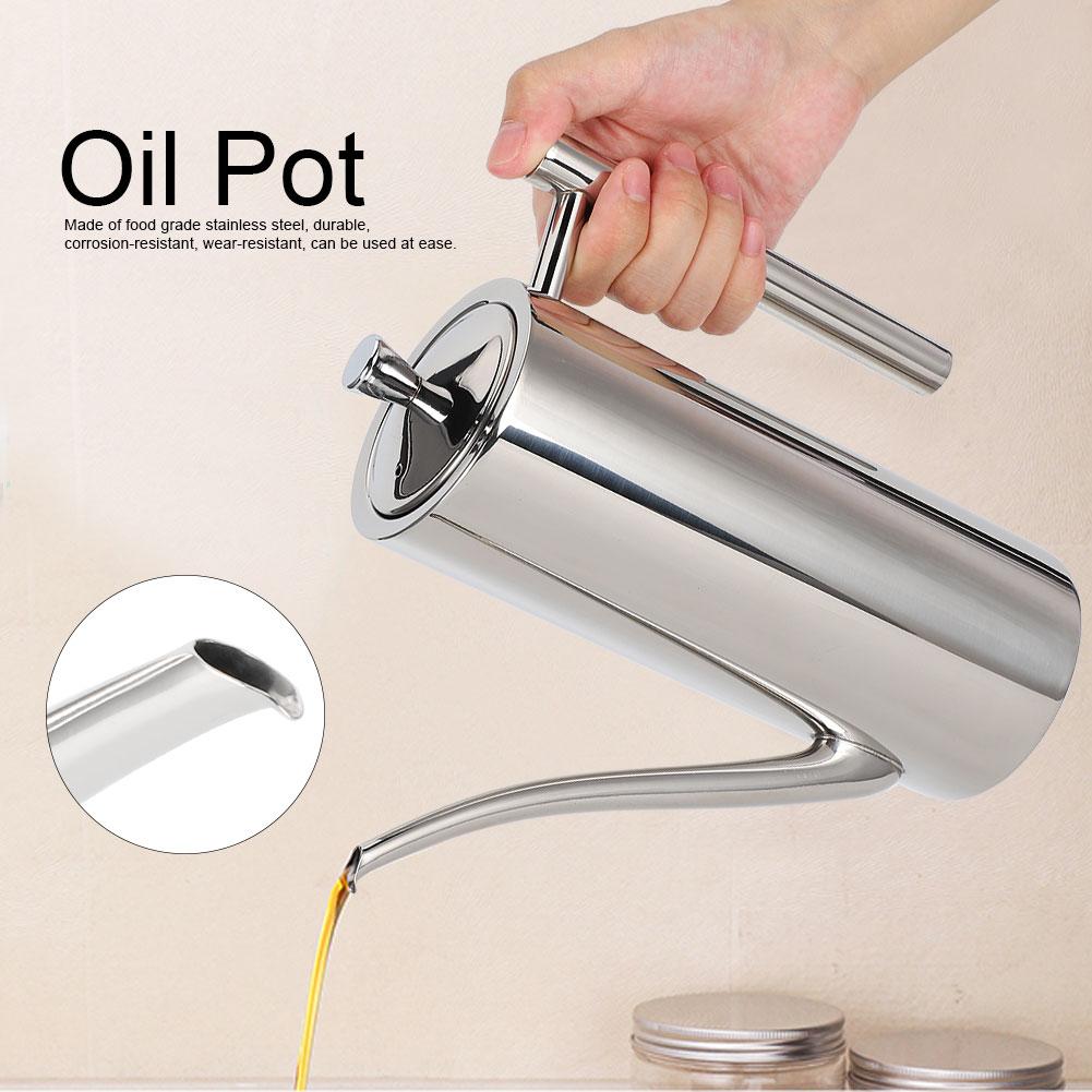 Stainless Steel Dustproof LeakagE Proof Oil Pot Bottle Container Seasoning Pot Kitchen Utensil(0.5L