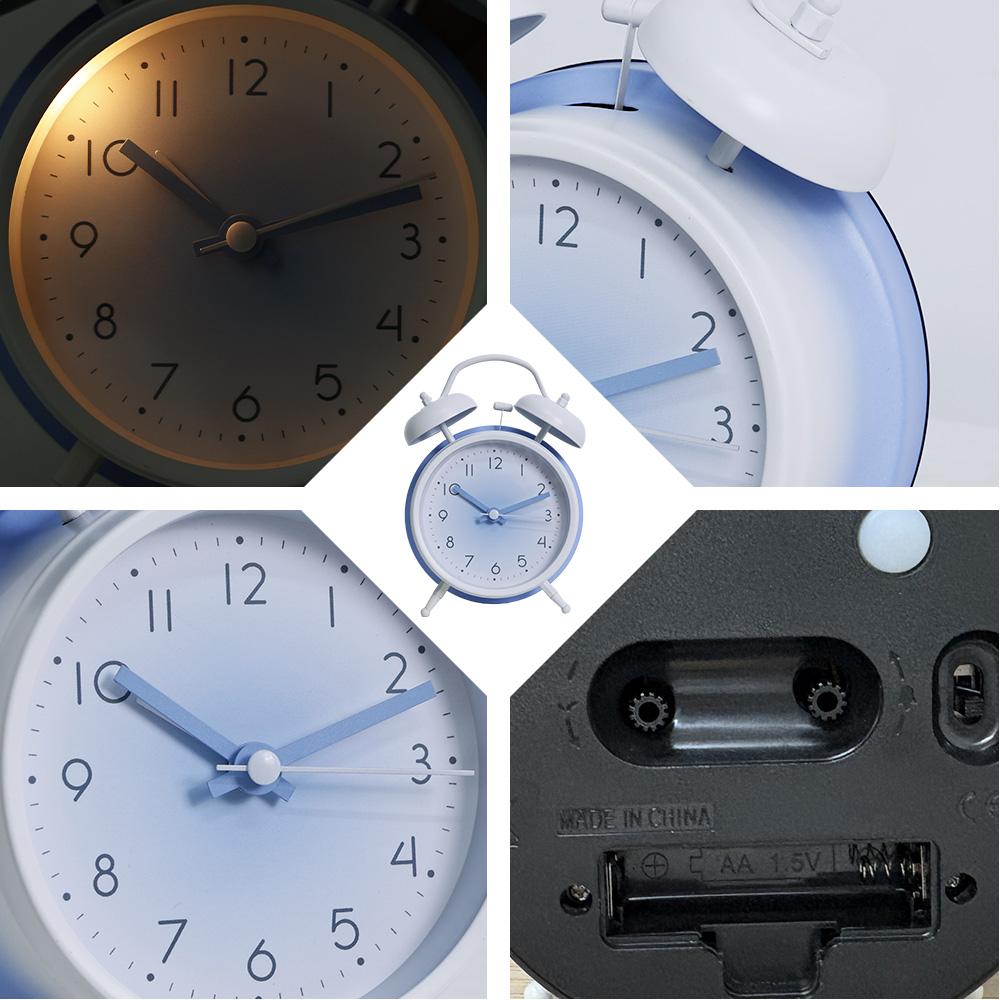 Ins Style Metal Alarm Clock Battery Powered (AA) Cute Decorative Clock for Home Office