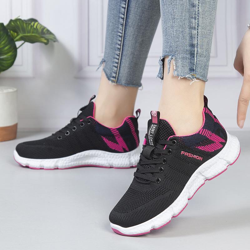 

Spring and Autumn New Fashion Sports Women s Shoes Flying Weaving Casual Women s Shoes Comfortable and Lightweight Women s Running Shoes 36 чёрный