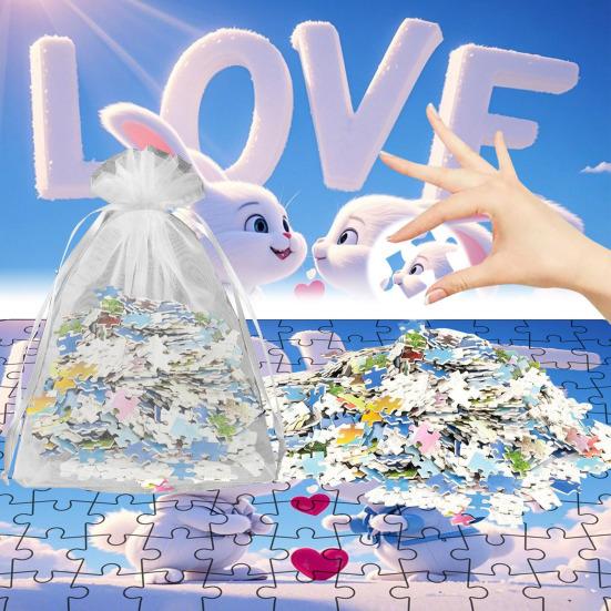 130ks/sada Pár Skládačka Králík Valentýn LÁSKA Zajíček logická hra Děti Dospělí Vzdělávací papírové puzzle Hračka Domácí dekorace