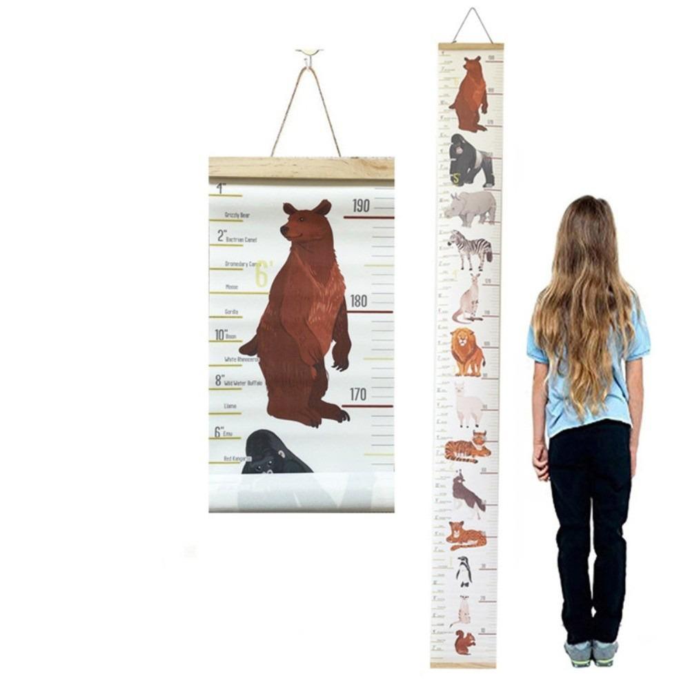 2M Height Child Growth Chart Wall Hanging Catoon Pattern Height Chart Growth Ruler Removable Height Measure Ruler