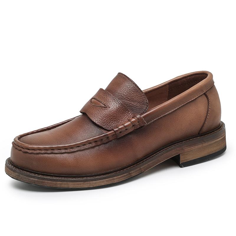 

Повседневная обувь из натуральной кожи для мужчин, роскошные брендовые мужские мокасины, вечерние мокасины, удобные дышащие туфли-лодочки без застежек, туфли на плоской подошве для вождения 44 коричневый