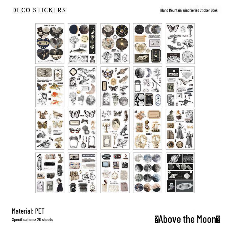 Infeel.Me Island Mountain Wind Series Sticker Book: DIY Journal Decoration - 4 Designs