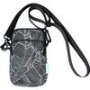 This neoprene mobile case is perfect for short trips. It measures 12cm wide x 19cm high x 2cm deep. It features a leaf pattern and a front pocket for