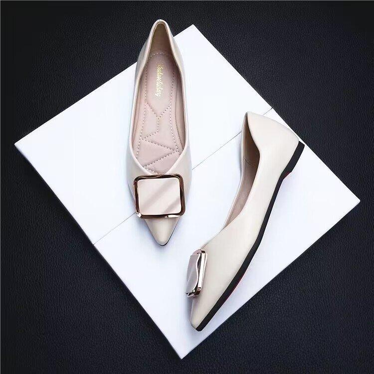 Spring new shoes versatile flat-soled single shoes women pointed Internet celebrities shallow mouth fashion frontier ladyshoes soft sole Doudou shoe