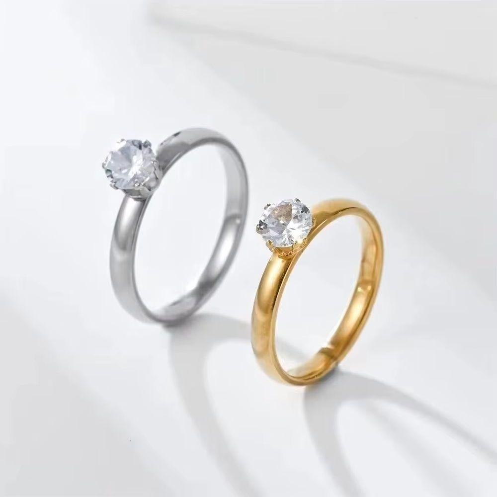 Spring New Exquisite Luxury Classic Stainless Steel Ring Zirconia Ring For Men Women Wedding Engagement Unisex Jewelry