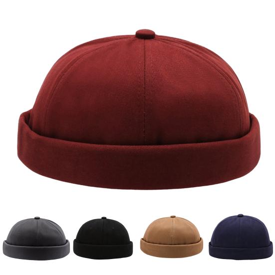 Women Men Beanie Hat Round Solid Color Adjustable No Brim Breathable Decorative Hip Hop Street Dancer Skullcap Headwear