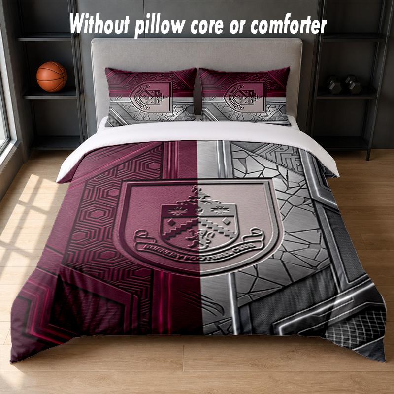 Burnley Football Design Bed Bedding Set 1 Duvet Cover + 2 Pillowcases Soft Breathable Household Bed Linens