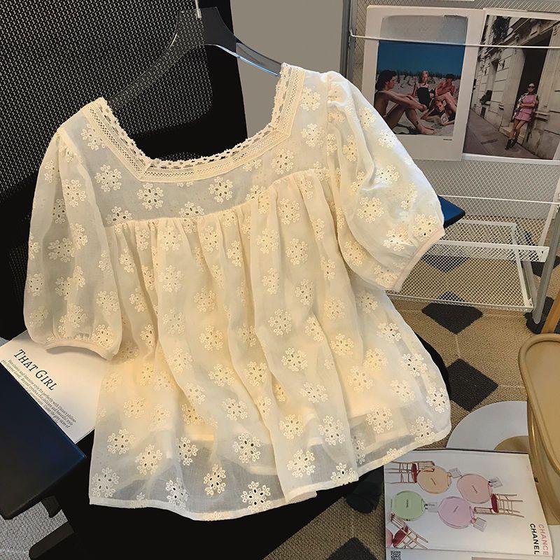 

Летняя блузка с пышными рукавами во французском стиле - Модный дизайн, омолаживающий женщин Medium абрикосовый