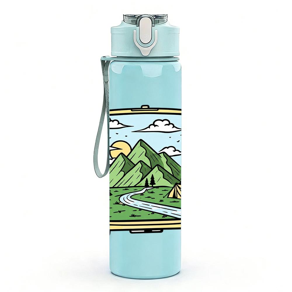 1PC Mountain Camping Van 750ml Color Plastic Sports Water Bottle Leakproof Flip Straw Lid Suitable for Sports Office Home Use