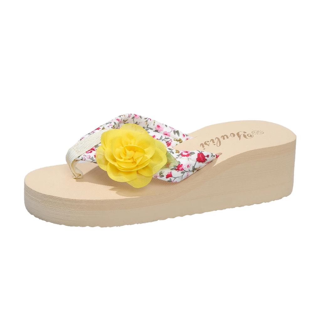 Women's Flower Pattern Fashion Flip Flops Non-slip Lightweight Beach Platform Slippers Women's Footwear Breathable Open Toe