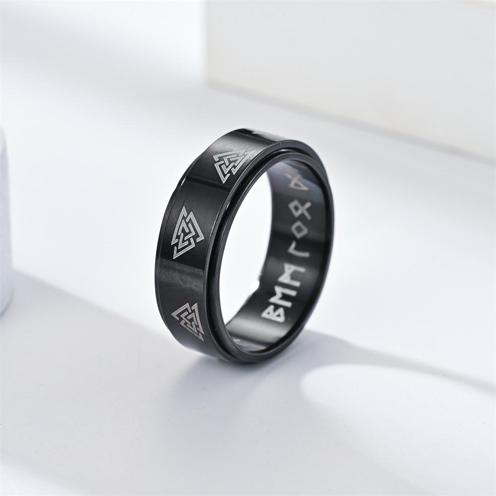 Anelli Rotanti in Acciaio Inossidabile per Uomo Donna Vintage Odin Norreno Vichingo Amuleto Anelli con Rune Gioielli Fidget Rotanti