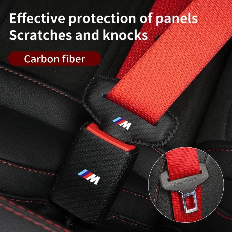Car Sticker 2025 Hot 2Set Leather Car Logo Seat Belt Buckle Protector Cover Decoration Sleeve For BMW E46 E90 E60 F10 E39 F30 E3