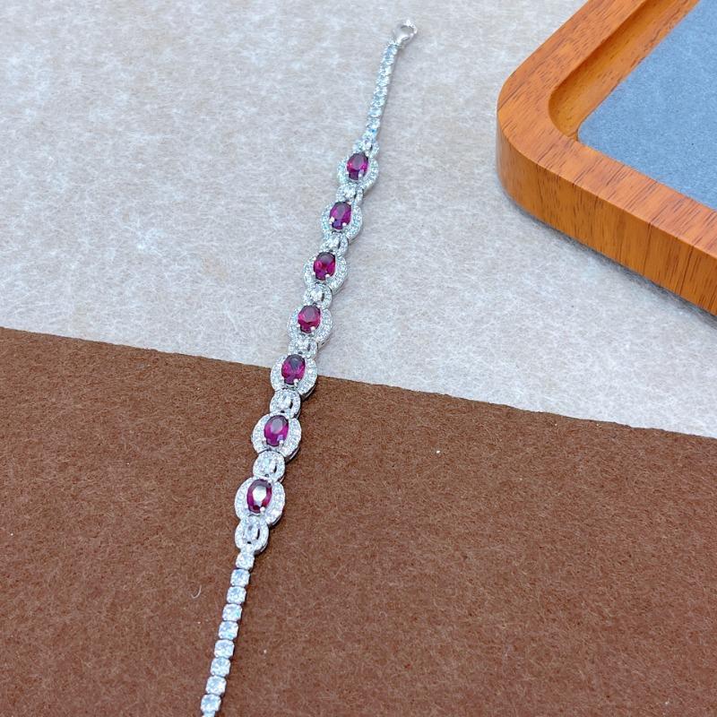 SACEGEMS Neuankömmling 925 Sterlingsilber 4*6MM Natürlicher Granat Edelstein Armbänder für Frauen Verlobung Cocktailparty Feiner Schmuck
