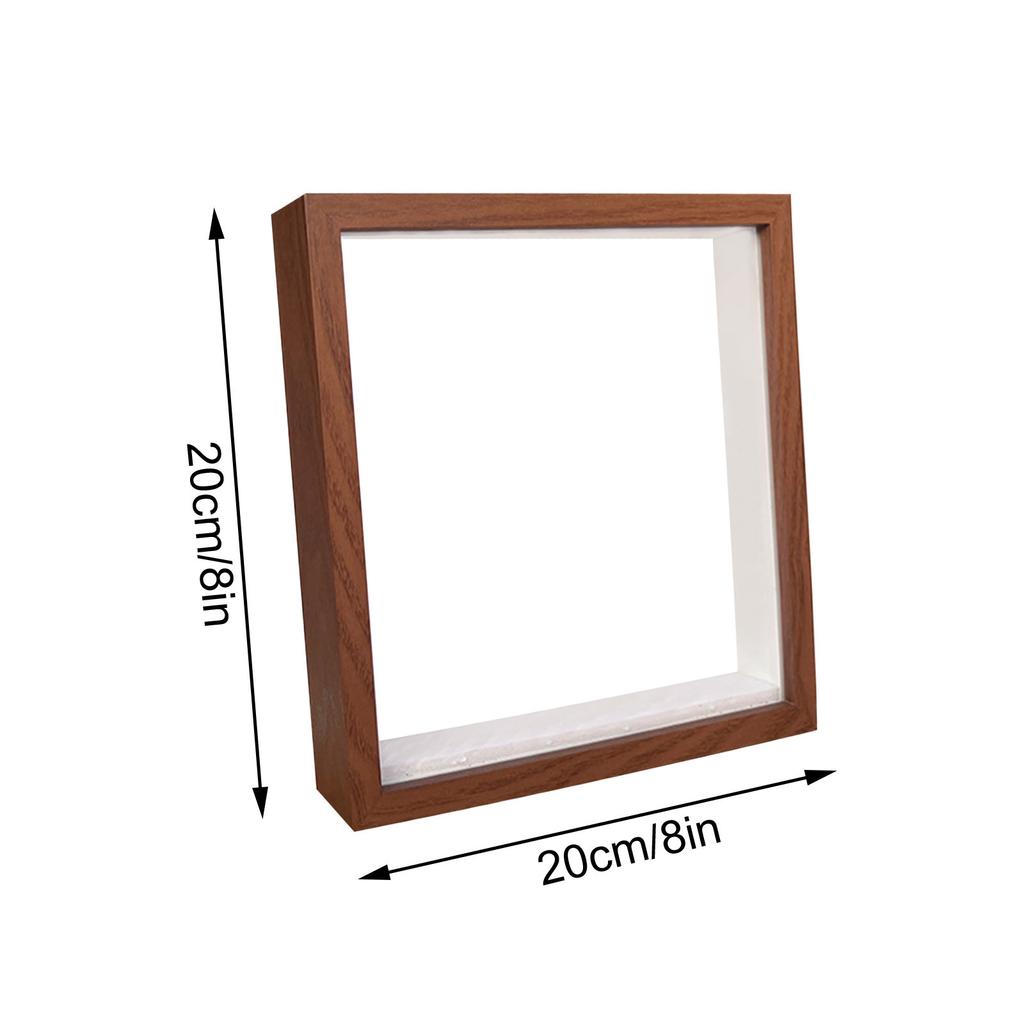 Víceúčelový hluboký 3D rám pro plnění pokladničky Dřevěný fotorámeček Stolní ozdoba Držák na vzorky obrázků Dekor Dárek 20x20cm