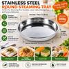 Rustproof Round Plate Shallow Tray Flat Stainless Steel Dining Dish Durable Food Container  BBQ