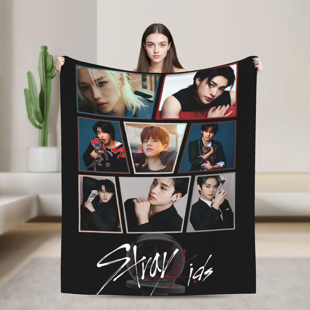 Blankets Travel Office Flannel Throw Blanket Kpop Stray-kids S-skzoo FELIX For Living Room Warm Design Quality Bedspread