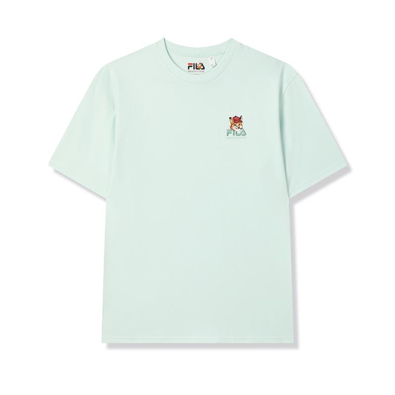Fila X Maison Kitsune Fox T-Shirt Colorful Fox Dopamine Style Fashion Trendy Comfortable Casual Short Sleeve T-Shirt Unisex Tops F11U529101F-LG