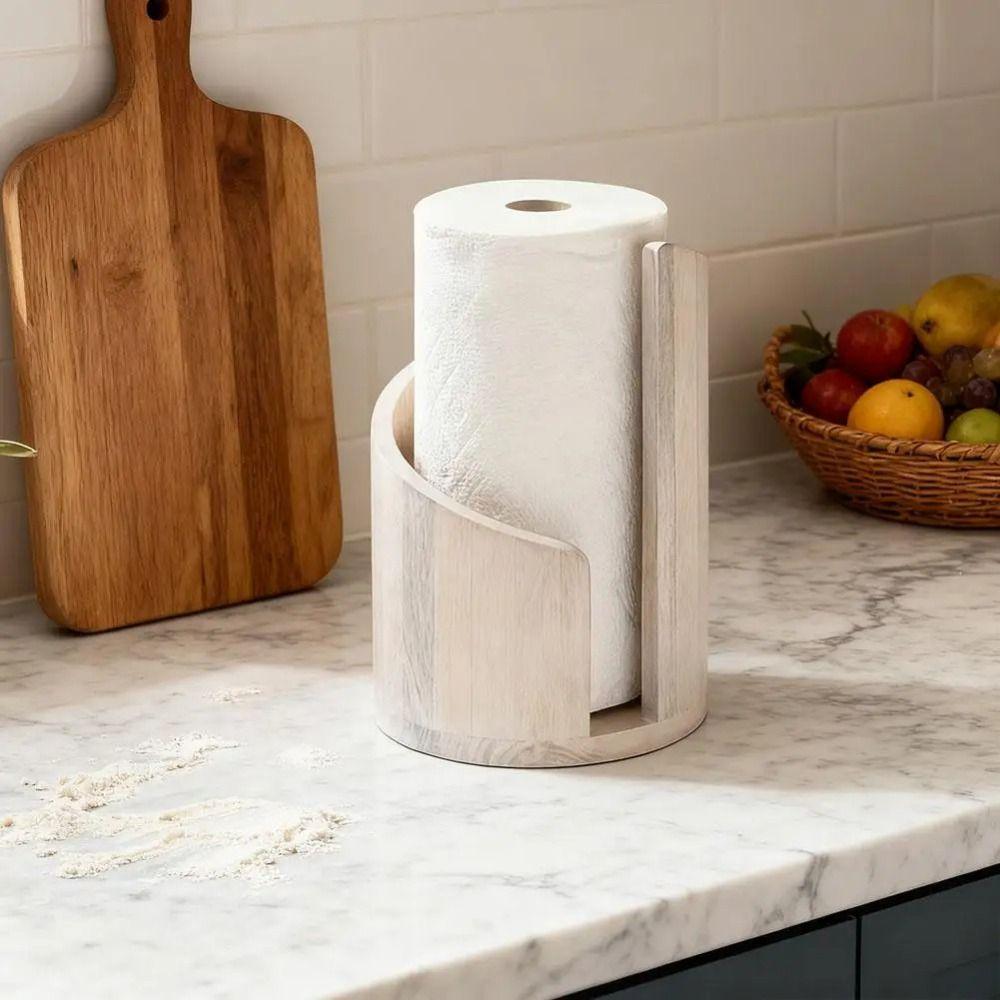 Countertop Design Wooden Paper Towel Holder Freestanding Base Freestanding Paper Roll Holder  Home