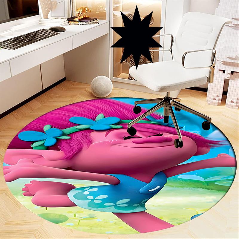 Trolls Printed Round Rug Carpet Chair Rug Area Rug Entryway Doormats,for Office Chair Living Room Bedroom Kitchen Room.