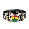 Factory National Country Flag Design Bracelet Crystal Bead Snap Button Sports National Team Jewelry Gift Leather Wrap Bracelet