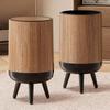 No Lid Trash Bin Elevated Leg Base Wood Grains Plastic Wastebasket Fit Any Room Decors Kitchen Bathroom Waste Solution