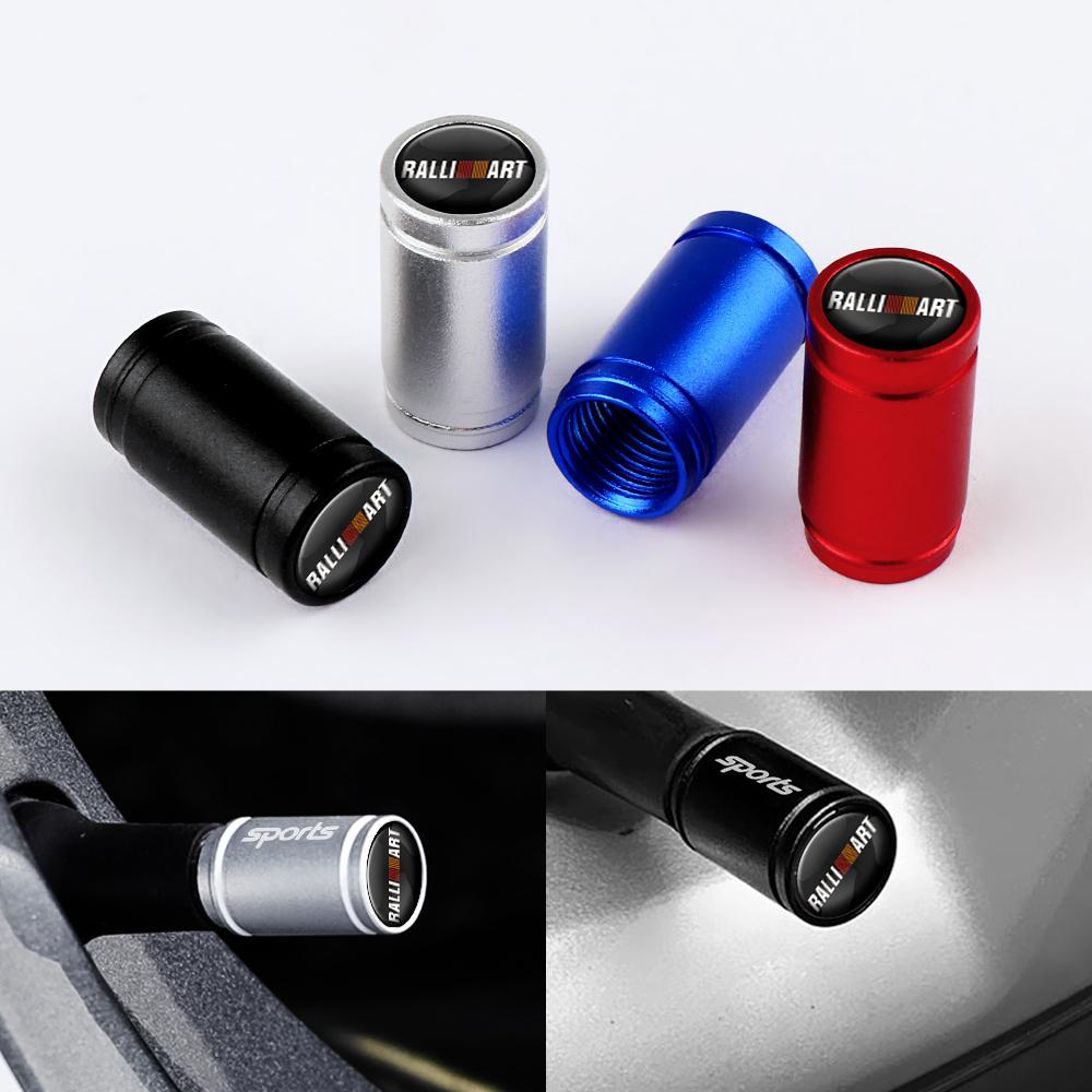Cyjwpa1 4Pcs Car Accessories Aluminum Metal Sports Logo Wheel Tire Valve Dust Caps For Mitsubishi Outlander ASX Colt Galant Cross Lancer