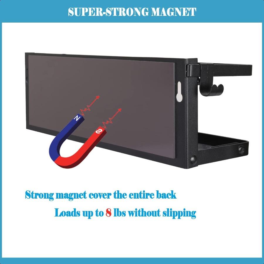 Magnetic Paper Towel Holder 2in1 Magnetic Spice Rack with Hooks Wall Mount Shelf Towel Rack for Refrigerator Black With Hook