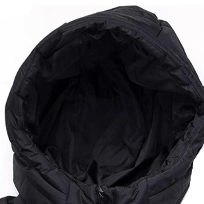 Li Ning Brand Logo Solid Color Outdoor Casual Knee-Length Warm Windproof Hooded Down Jacket Men Jacket Black YYMV233-1