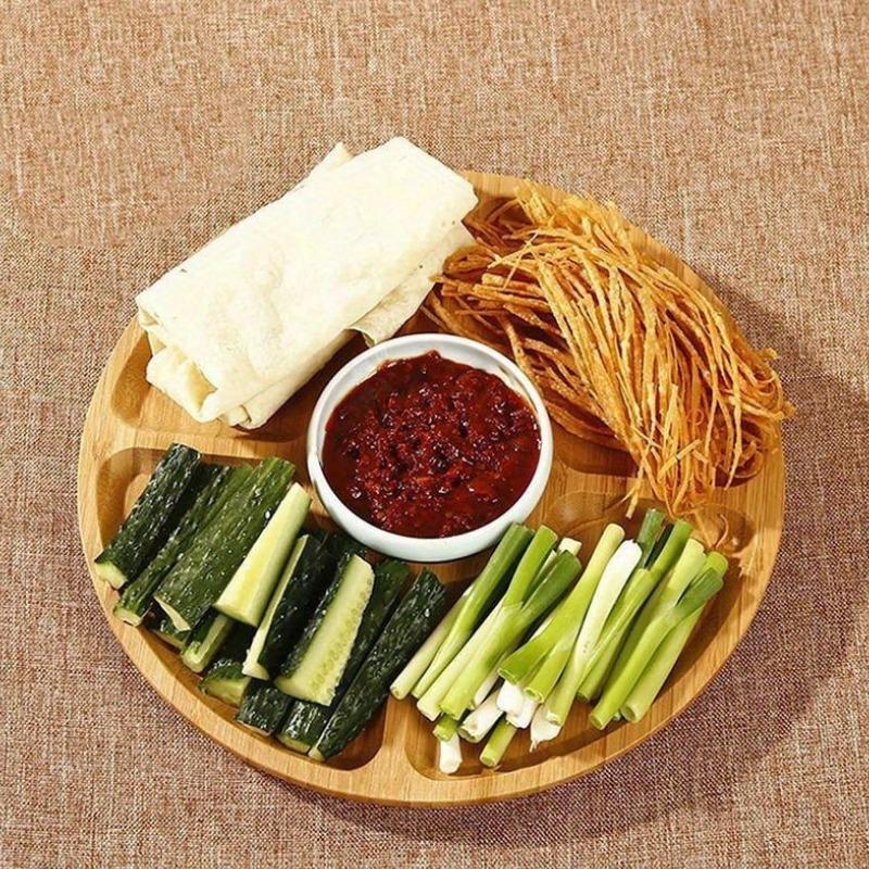 Multi-compartments Wooden Fruit Basket Thickened Snacks Breakfast Holder Round Dessert Snack Tray