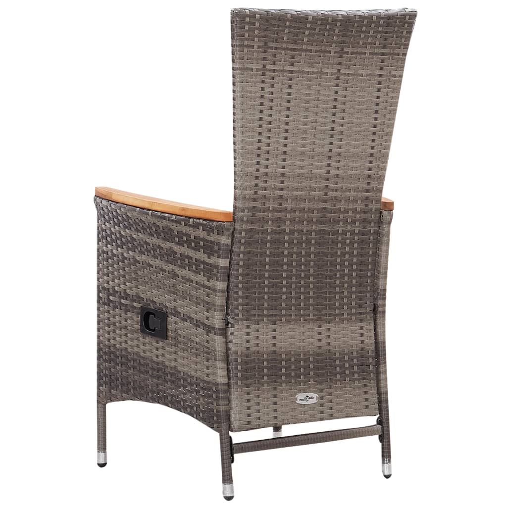 Garden Chairs 2 pcs with Cushions Grey Poly Rattan