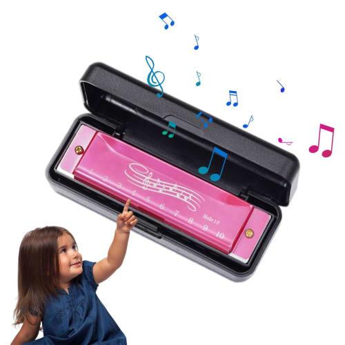Blues Harmonica - 10 Holes, 20 Tones Beginner Mouth Organ, Professional Grade Musical Instrument | Educational Toy for Kids, Adults, Students, and Ear
