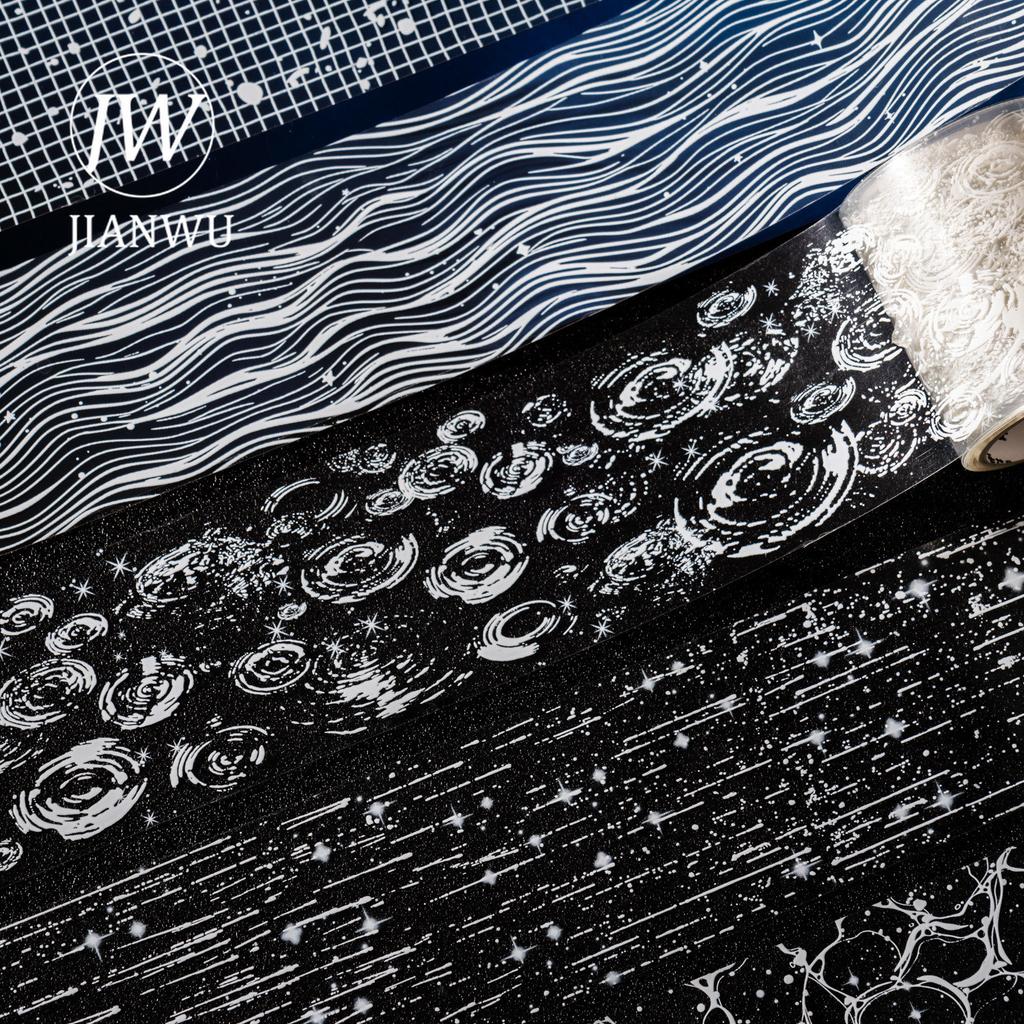 JIANWU 50mm*200cm Faint Light Weave Dream Series Vintage Water Rays Landscape Material Collage Tape Creative Journal Stationery