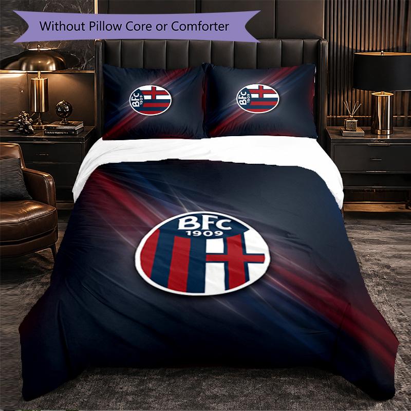 Bologna FC Themed Bedding 3Pcs Duvet Cover Set Decorative Bed Linen For Teen Room Home Decoration