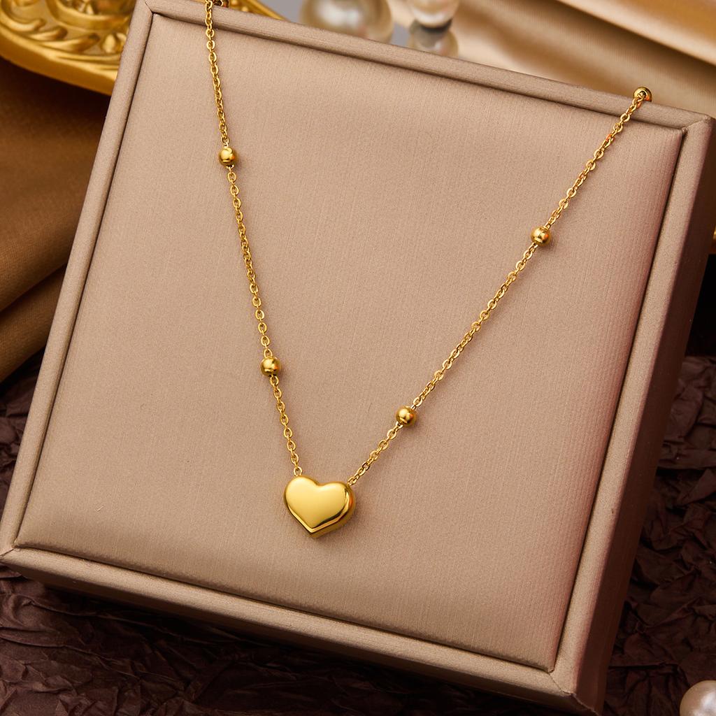 DIEYURO 316L Stainless Steel Simple Heart Love Circular Tassel Necklace Lady Trend Fashion Clavicle Chain Jewelry Glamorous Gift