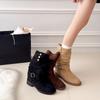 Women's Shoes Brown Western Cowboy Women's Stack Boots High Heel Martin Boots Fall Winter 2025 New Belt Buckle Short
