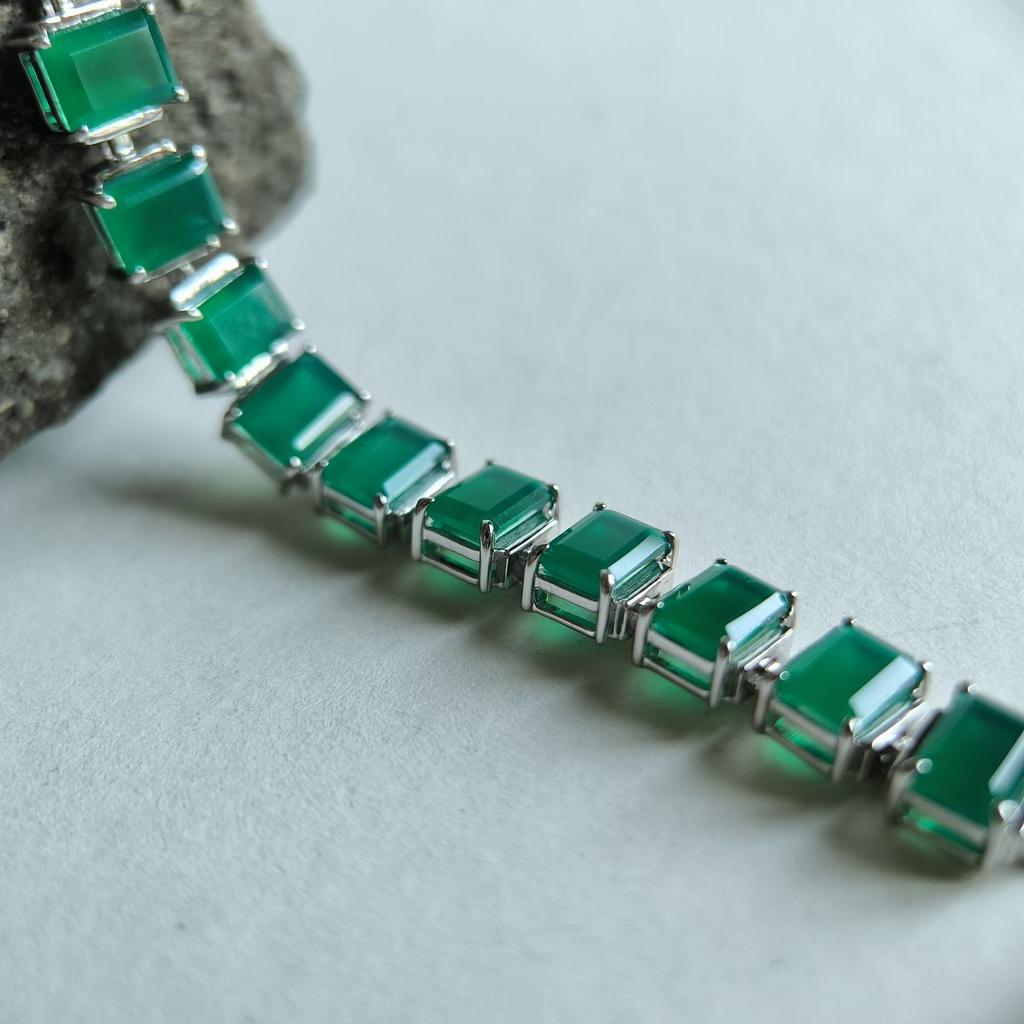 Серебряный браслет с натуральным агатом 8.63ct, вес изделия 16,44 гр (2190943)