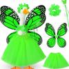 1 Set Butterfly Wing Porch Goose Costume Set Adjustable Size Fairy Wings Tutu Skirt Wand Flower Crowns Set Pet Outfit Garden
