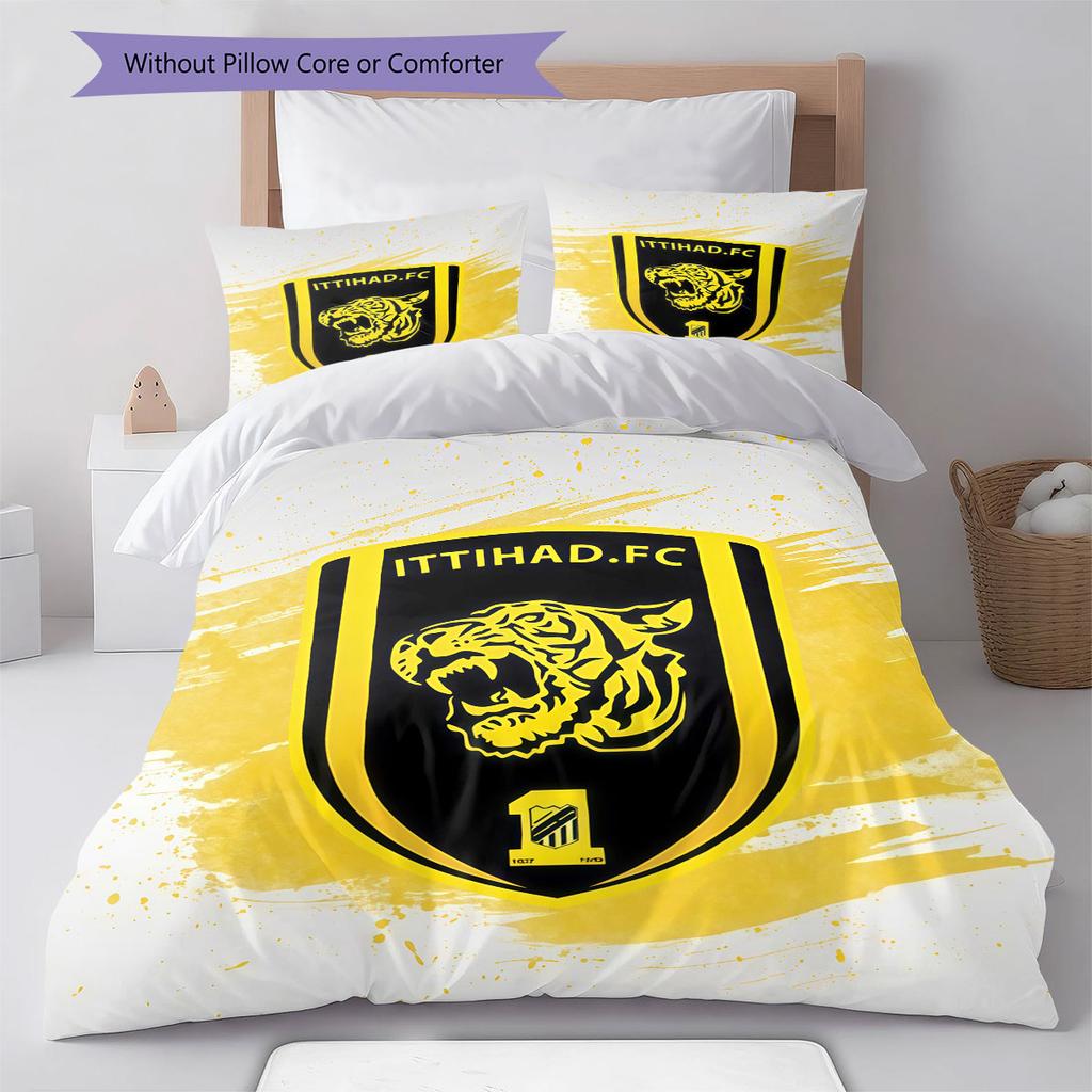 Al-Ittihad FC Pattern Bedding,Quilt Set Quilt Cover Pillowcase Home Birthday Gift(1 * duvet cover + 2 * pillowcase, without core)