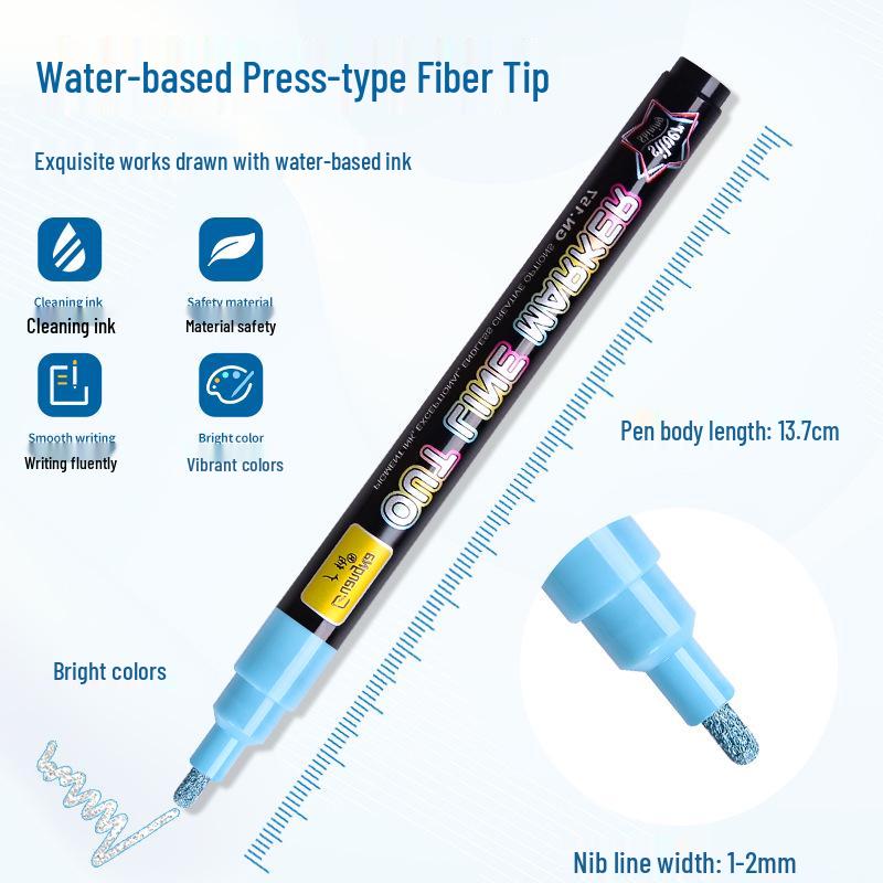 Guang Na 157 Double-Line Metallic Glitter Marker Set - 24 Colors
