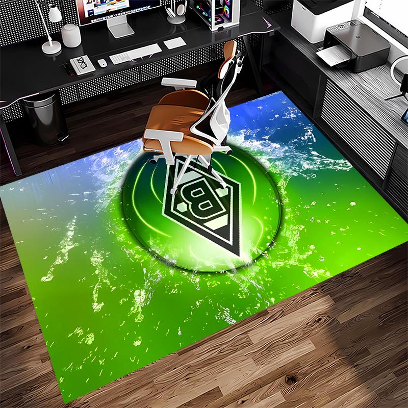 1 Stück Borussia Mönchengladbach Logo Teppich - Weich, Waschbar, Rutschfest für Innenbereich, Bürostühle, Wohnzimmer, Heimbüro, Dekorativer Teppich