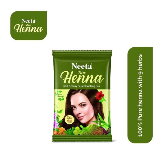 Neeta Pure Henna Powder for Hair with 9 Natural Herbs 150g (Pack of 3), 100% Natural Henna Mehndi for Soft & Shiny Natural Looking Hair