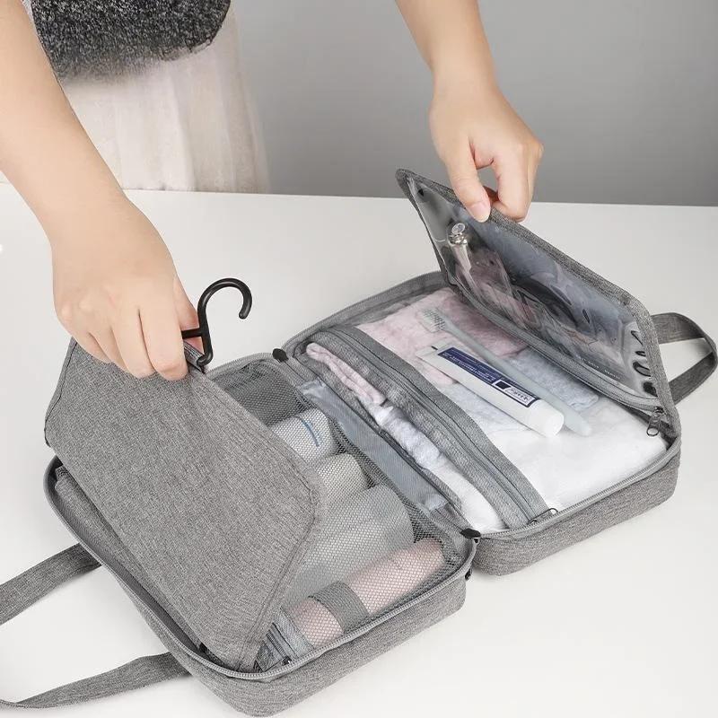 Portable Toiletry Bag Multifu Dry Wet Separation Four Fold Makeup Bages Large Capacity Travel Waterproof Folding Storage Box