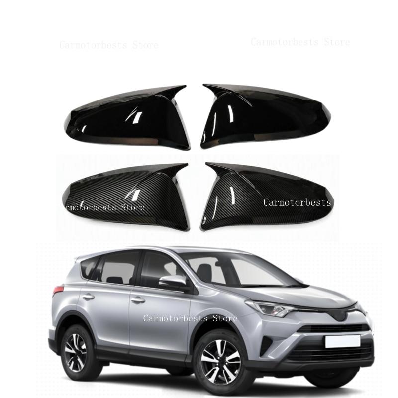 Car Rearview Side Mirror Cover Fit For Toyota RAV4 2013 2014 2015 2016 2017 2018 Wing Cap Rear View Case Trim Carbon Fiber