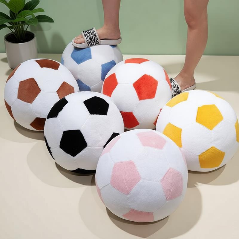 Fuzzy Soccer Ball Plush Toy Realistic Soccer Ball Stuffed Pillow Colorful Soft Soccer Ball Sports Stuffed Toy Birthday Gifts