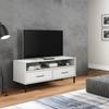 TV Stand OSLO with Metal Legs White Solid Pine Wood